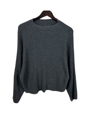 Leith Charcoal Ribbed Crewneck Sweater Size Small